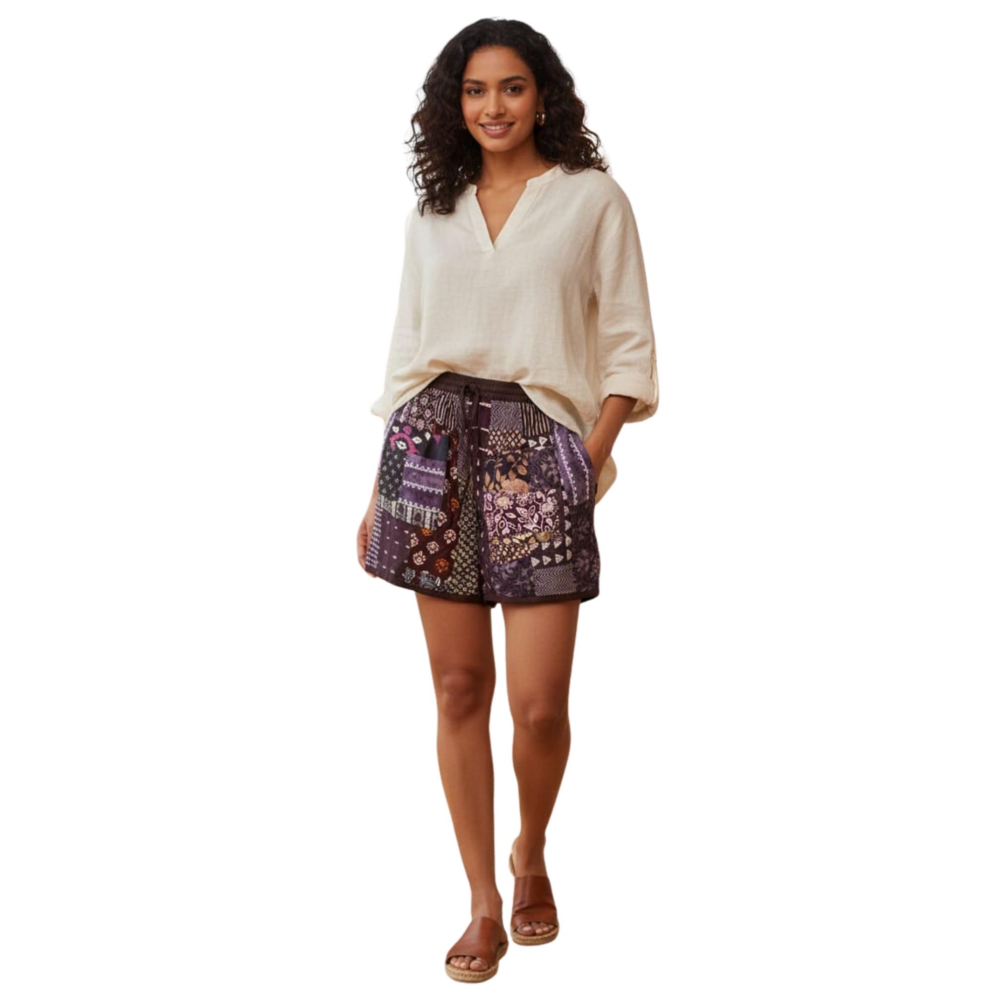 Women's Printed Cotton Shorts with Elastic Waist and Adjustable Drawstring Comfortable Casual Lounge Shorts for Daily Use-picture-49