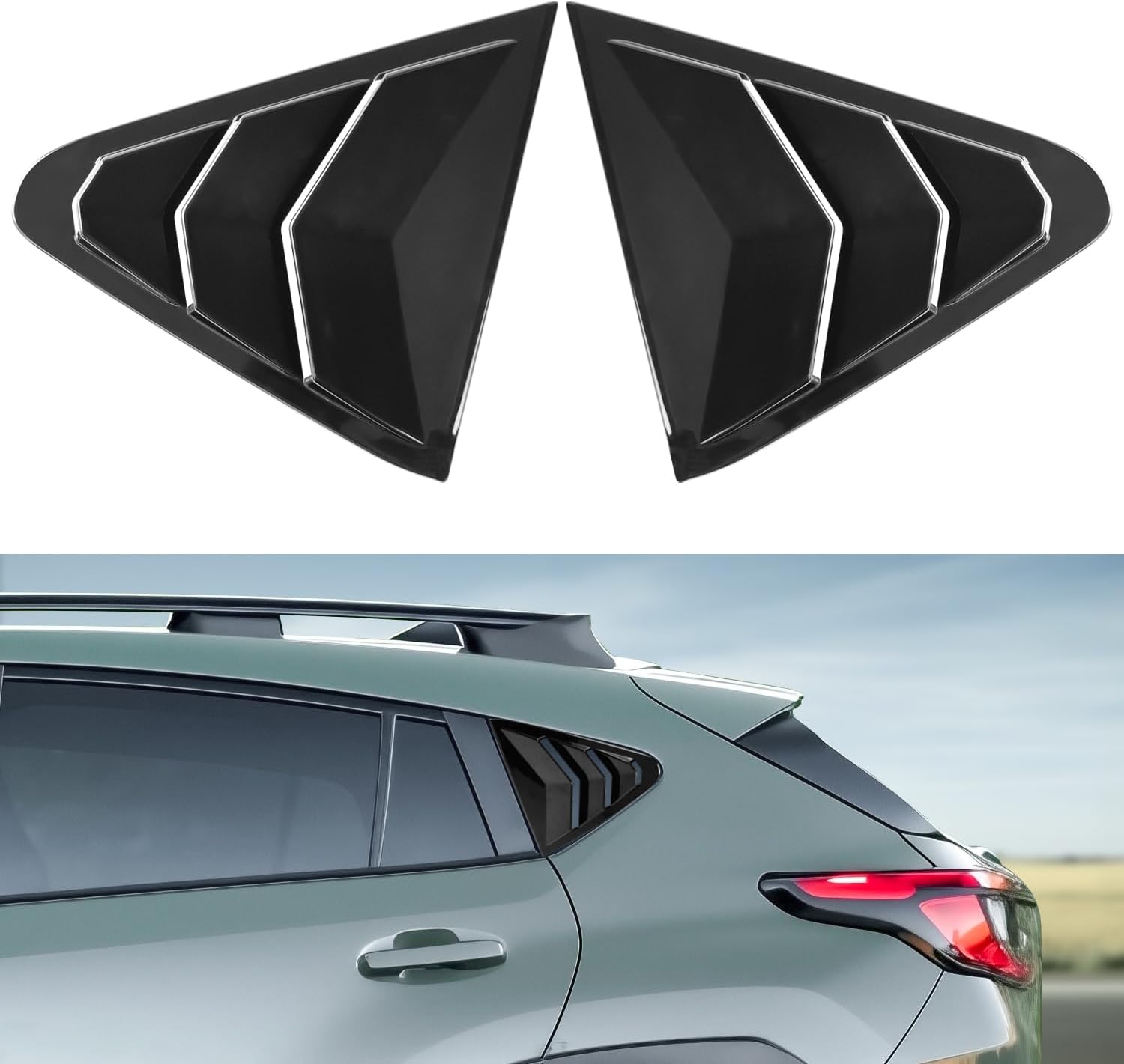Rear Side Window Quarter Louvers Trim Panel Compatible with for Subaru Crosstrek Impreza 2024 2025 2026 Accesories Sport Style Side Shutter Trim Cover Air Vent Scoop Shade Covers Blinds