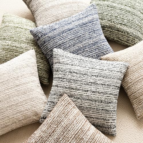 Image of Foindtower Set of 2 Faux Fur Textured Modern Throw Decorative Pillow Covers Square Accent Striped Cushion Sherpa Boho Farmhouse Pillowcase for Couch Living Room Home Decor 18x18 Inch,Black and White