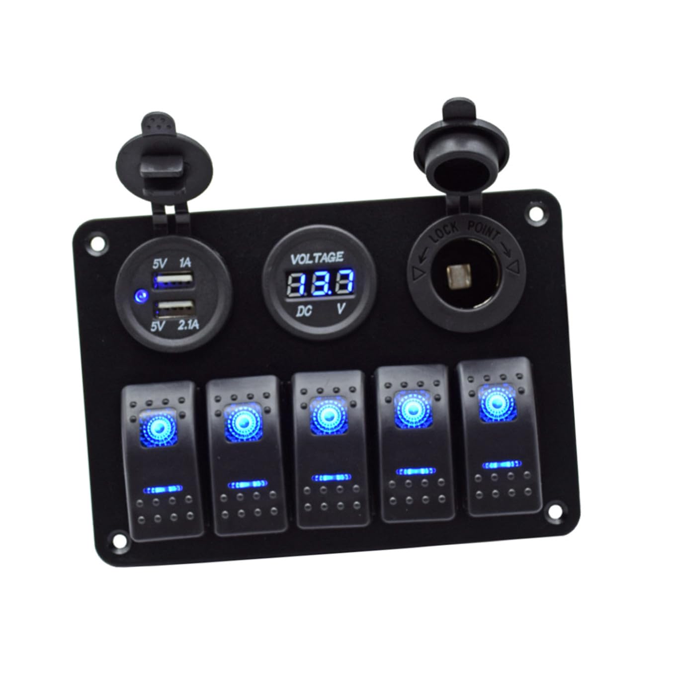 Vaguelly Pannello Interruttori Combinato Vie con Doppia Porta USB e Voltmeter LED per Barche Veicoli e Camper Materiale Resistente e Facile da Installare