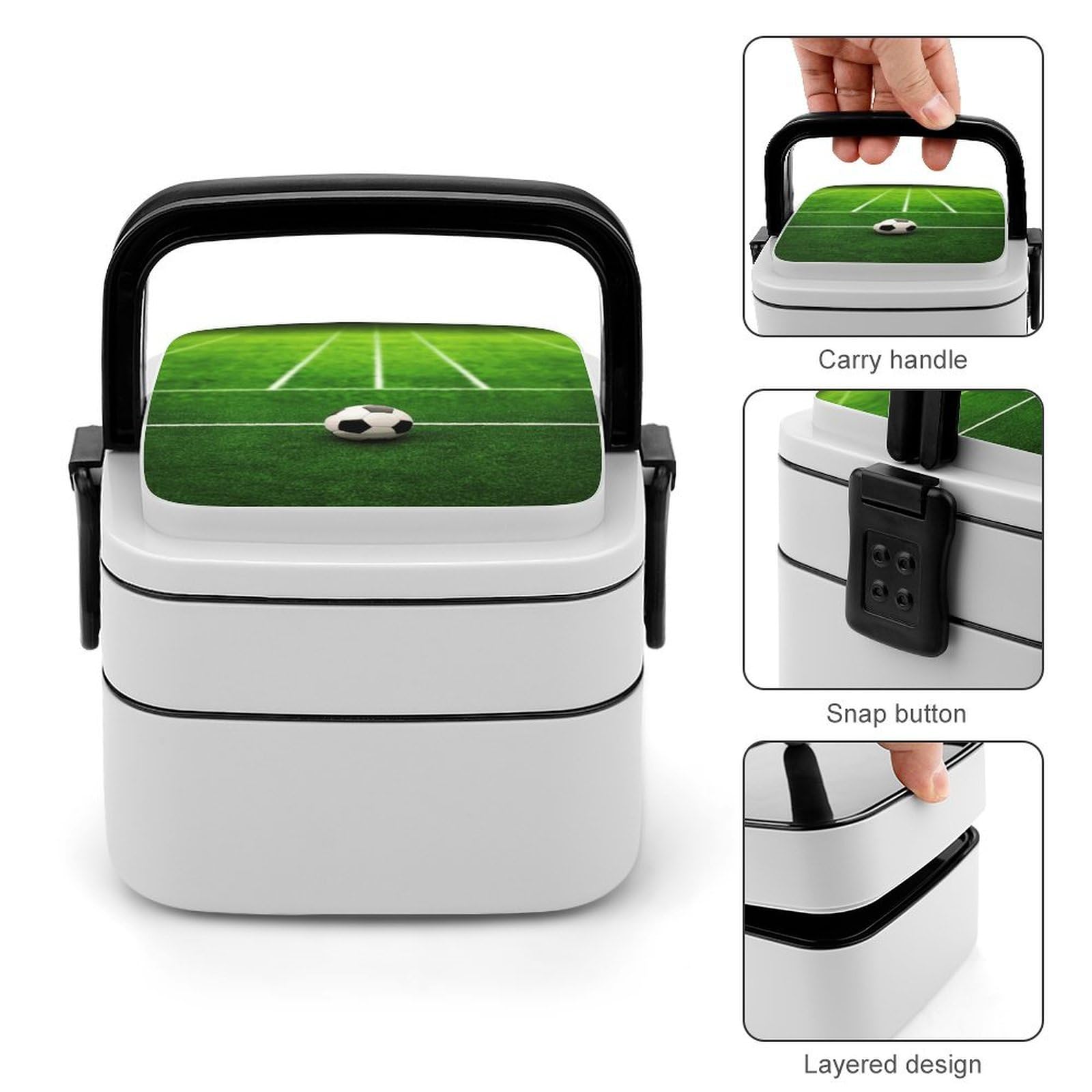 Amazon｜YHEGBFD 二層弁当箱、グリーングラスフィールド サッカー