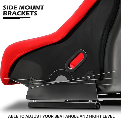 Miniatura 5 de MoNiBloom Asiento de carreras de simulador de estilo cubo universal de 40 pulgadas con deslizadores dobles ajustables, color rojo