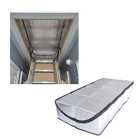 Attic Stairway Insulation Cover - Premium Energy Saving Attic Stairs Door Ladder Insulator Pull Down Tent with Zipper 25 in x 54 in x 11In