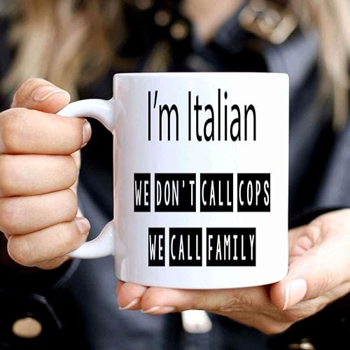 Miniatura 3 de Regalo ideal para italianos, una gran sorpresa de cumpleaños para cuñado italiano, We Don't Call Cops, taza de café de cerámica blanca de 11 onzas