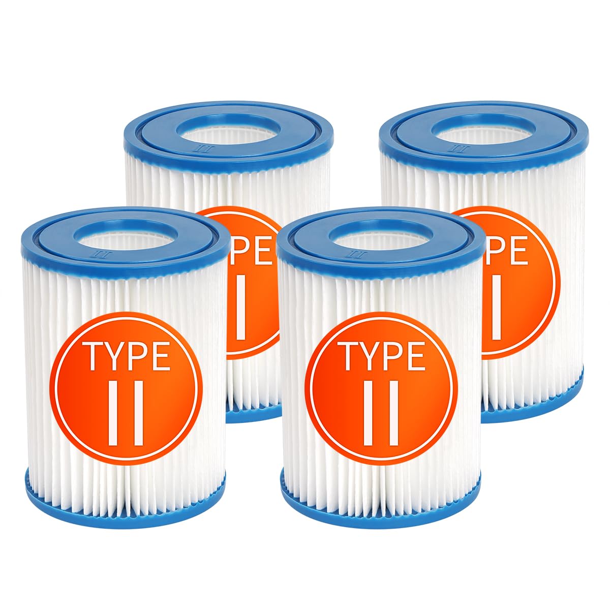 4 filtros de Piscina compatibles con BestWay Cartridge II,para BestWay 58094 tamaño II,Filtro de Piscina de 4.1 "x 5.3"