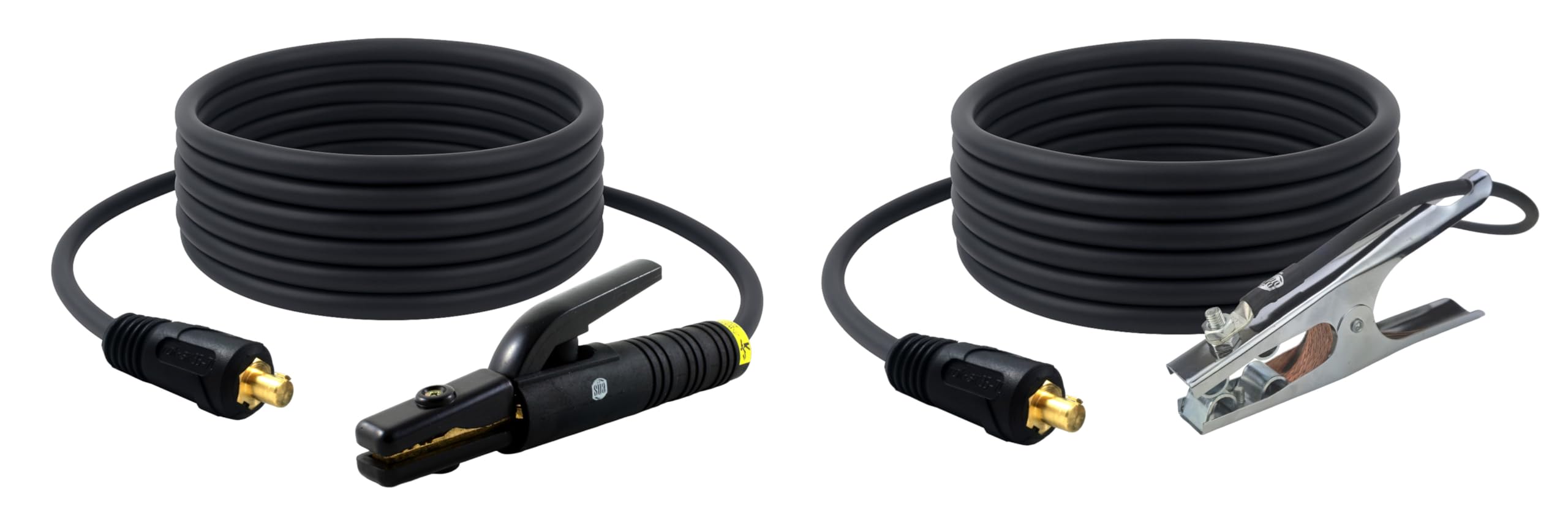 SÜA - 300 Amp Welding Leads Set Assembly - Dinse 35-70 Connector - #1 AWG 100% Copper Cable (15 FEET Each Lead)