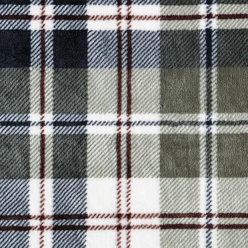 Image of Eddie Bauer - Throw Blanket, Ultra-Soft Plush Bedding with Faux Shearling Reverse, Throw Blanket for Couch & Bed (Trailhead Plaid Green, 50 inch x 60 inch)