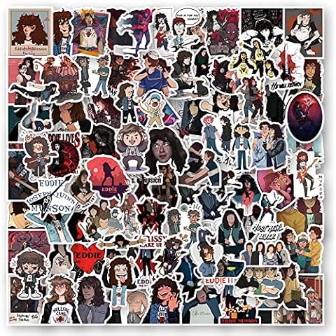 Yangsiw 50Pcs Eddie Munson Stickers Pack, Stranger Things 4 American TV Show Aesthetic Stickers for Water Bottle, Helmet, Car Decals, for Kids,Teens,Girls,Adults Cover