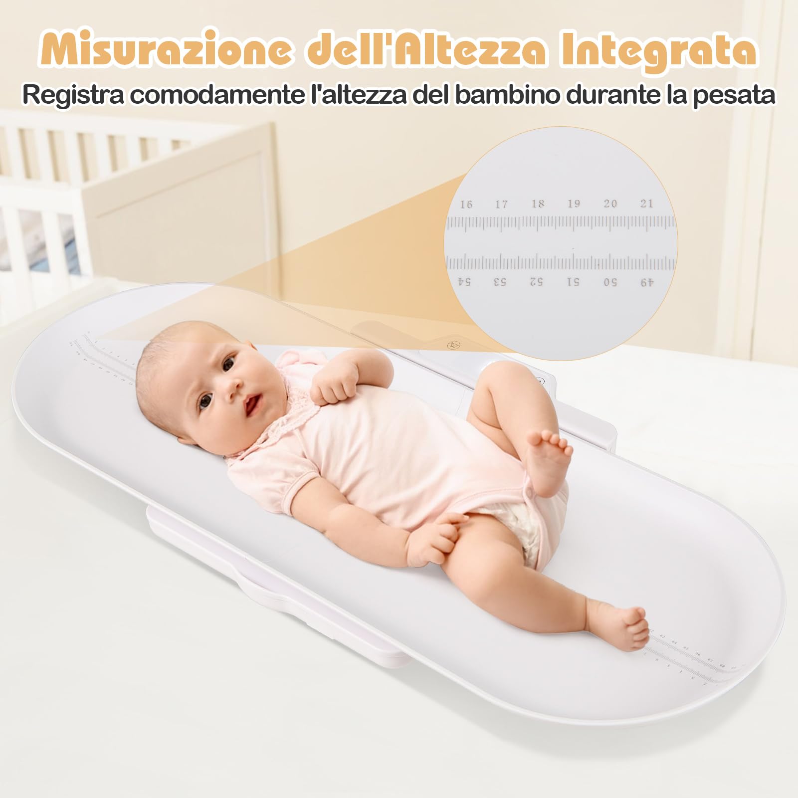 RELAX4LIFE Bilancia Multifunzionale per Neonati con Vassoio, 3 Unità di Misura, Display Intelligente, Spegnimento Automatico, Bilancia per Bambini Staccabile con Piedini, Portata Massima 150 kg