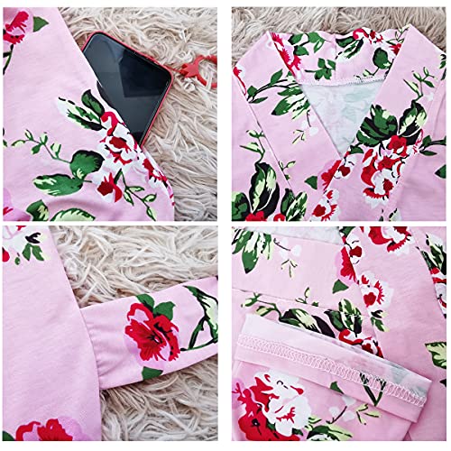Image of SUFEINI Maternity Robe and Matching Baby Swaddle Blanket Set, Mommy Robe with Receiving Blanket Girls Boys Sleepwear