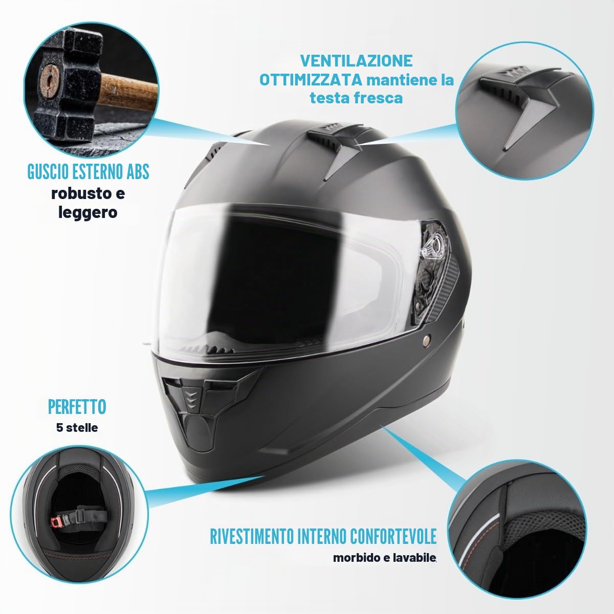 VINZ Kennet Casco Integrale Moto Donna Uomo XS-XXL ECE 22.06