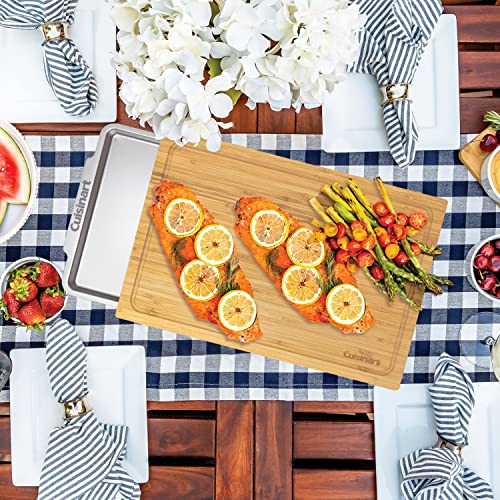 Tabla de cortar rectangular de bambú con bandeja oculta miniatura 6