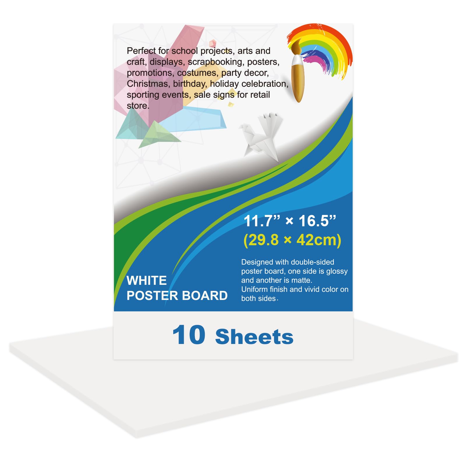 10 Pcs White Poster Board Paper 11.7 x 16.5, ROOKEA White Vision Boards Bulk Smart Posterboard Blank Graphic Display Card Paper for Drawing Artwork School Arts Crafts Classroom Projects Scrapbooking
