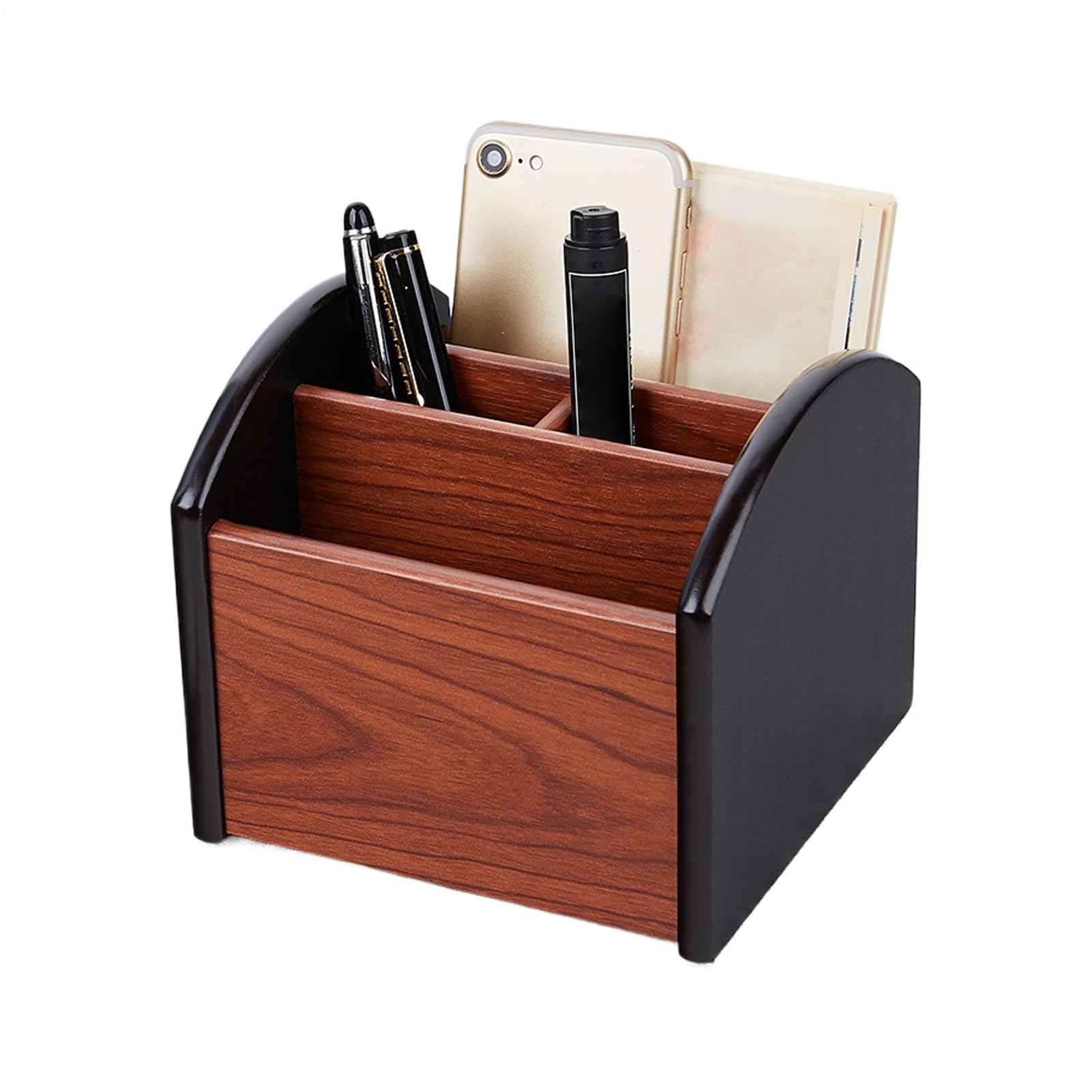 Porte-stylos en bois pour bureau à multi-compartiments et pot à crayons