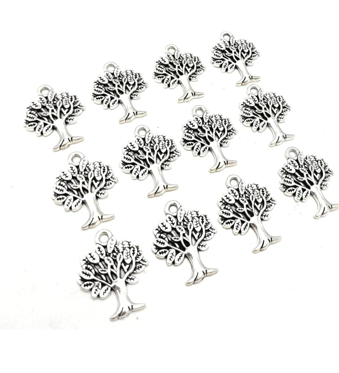 SATRANG ONLINE Antique Silver 'Tree of Life' Metal Charms PENDANT for Jewellery Making (Pack of 25 pieces)