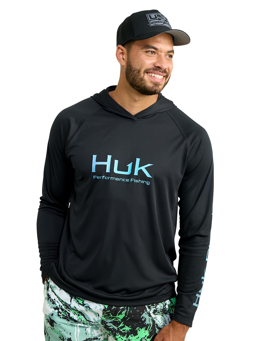 HUK Mens Pursuit Vented Long Sleeve Hoodie, Fishing Shirt with Hood