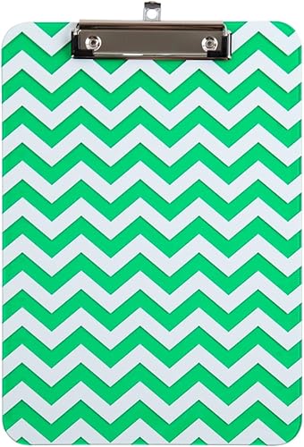 Miniatura 2 de JAM PAPER Portapapeles de plástico con clip de metal de perfil bajo, tamaño carta (9 x 12.5), cheurón verde, tablero de clip se vende individualmente