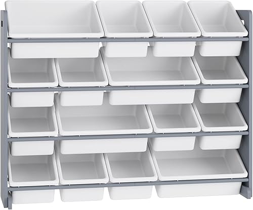 Miniatura 8 de FOTOSOK Organizador de almacenamiento de juguetes con 16 contenedores y estante estante de almacenamiento multifuncional con contenedores apilables