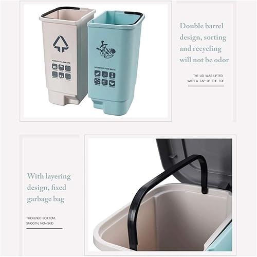 Miniatura 4 de Papelera de cocina de doble barril, para interiores y exteriores, resistente, 2 en 1, papelera de reciclaje y residuos (Dustbins B de 4.2 galones)