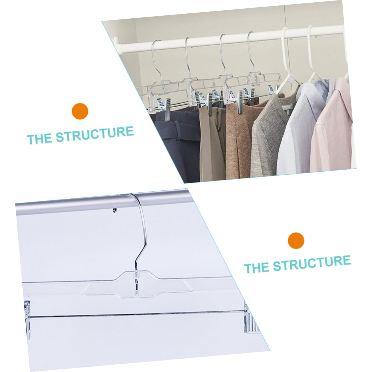Set di 10 grucce multifunzionali regolabili con clip per gonne e pantaloni, perfette per guardaroba e vendita al dettaglio, design salvaspazio