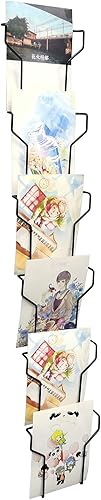 FixtureDisplays Soporte de pared de 5 x 7 pulgadas 58 pulgadas bolsillo vertical ancho de retrato tarjeta postal estante de alambre para exhibición