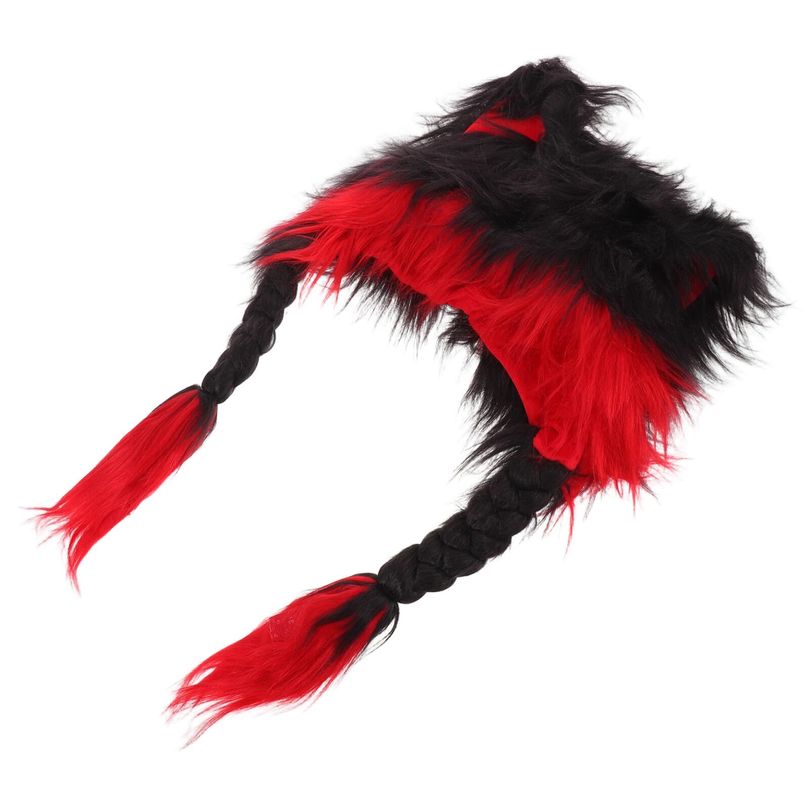 Gorro de Peluche Cálido para Mujer Orejas de Gato Negras y Rojas Sombrero Esponjoso para Cosplay y Halloween Protección para Orejas Accesorio Divertido de Invierno