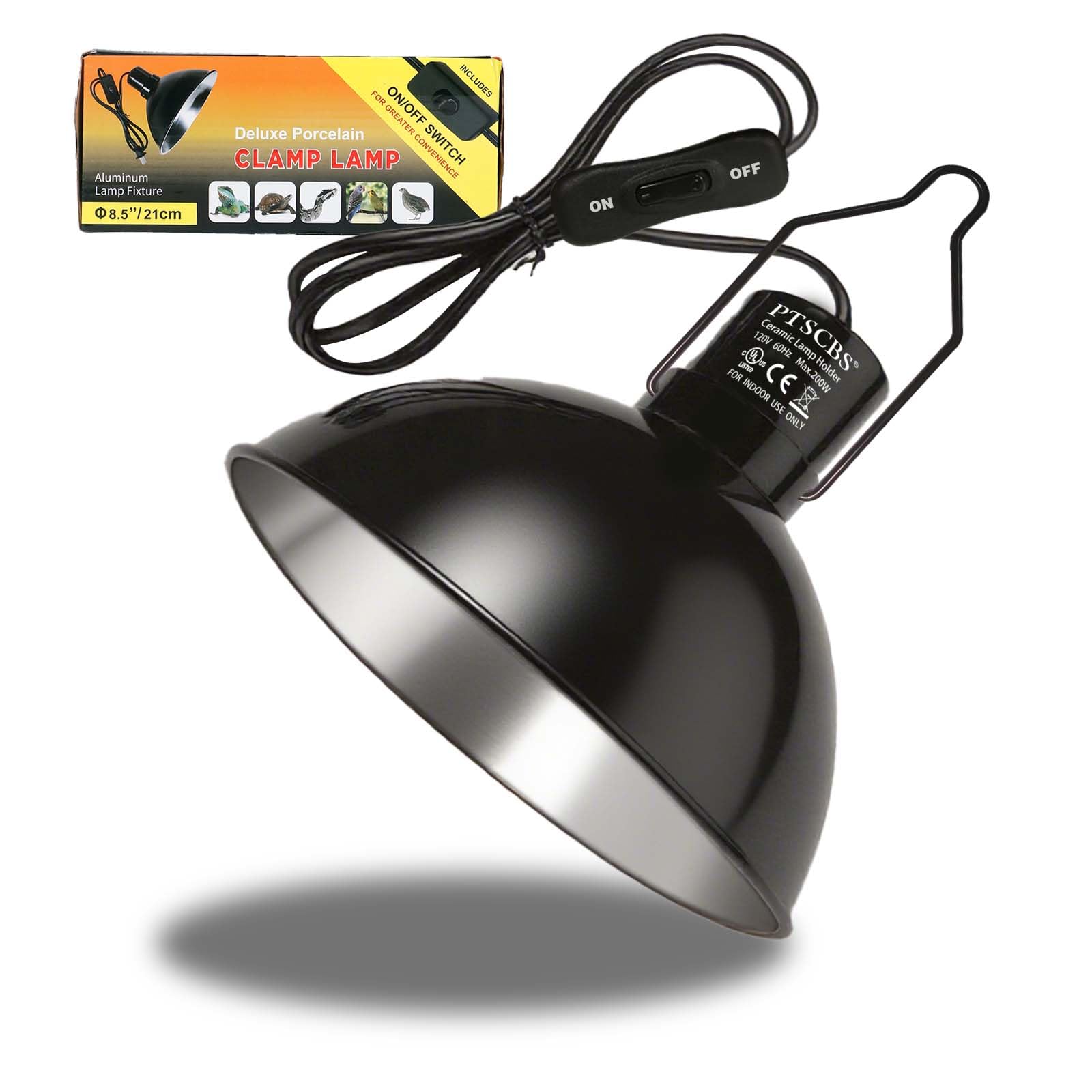 8.5-inch Standard lamp Dome for Reptile Heating Lamps, Object Heat Ceramic Heat emitters, up to 200W for Bearded Dragons Turtles Snakes and Lizards Lamps E26