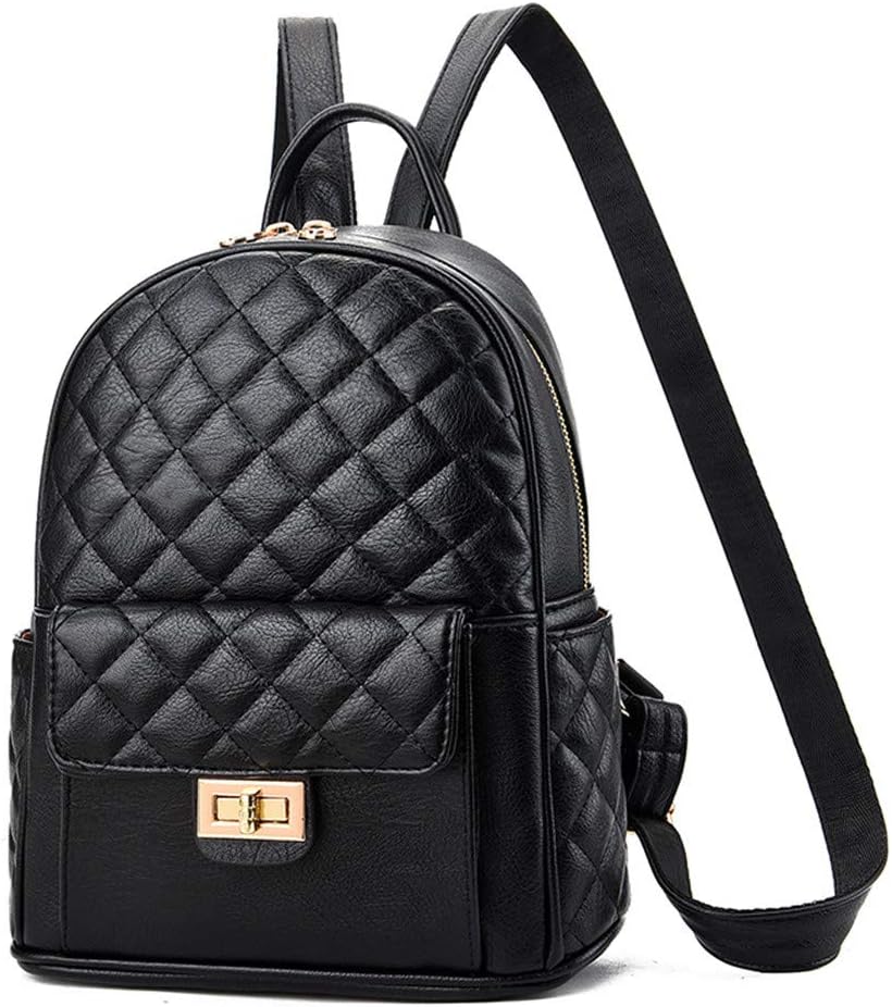 Nice Choice Cute Mini Leather Backpack Fashion Small Daypacks Purse for Teen Girls and Women, Black