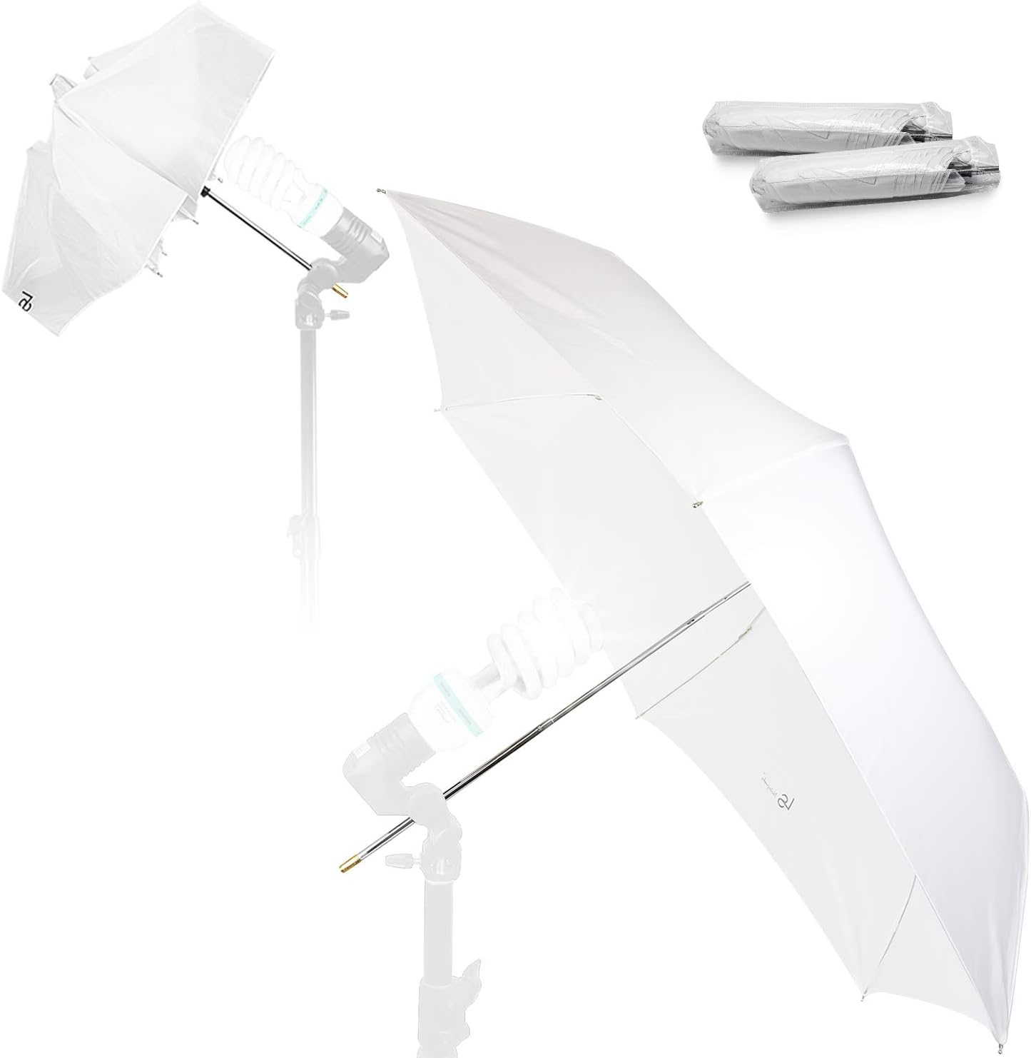 2 Pack 33" 3-Fold Ultra Compact Professional Photography Photo Video Studio Lighting Flash Translucent White Soft Umbrella for Photo Portrait Studio Shooting, AGG3099