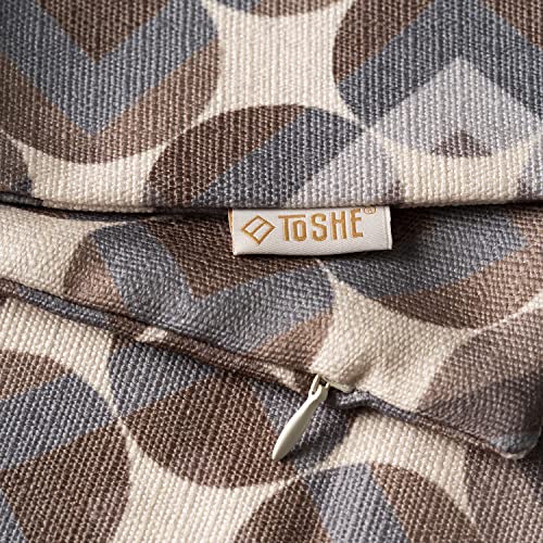 Toshe Pack Of 2 Brown - Mink - Oil Blue -Mix 20X20 Inch Throw Pillow Covers Farmhouse Decorative Cushion Case For Couch Sofa Bedding Living Room Bedroom Office Car Rustic Home Decoration #TOP4