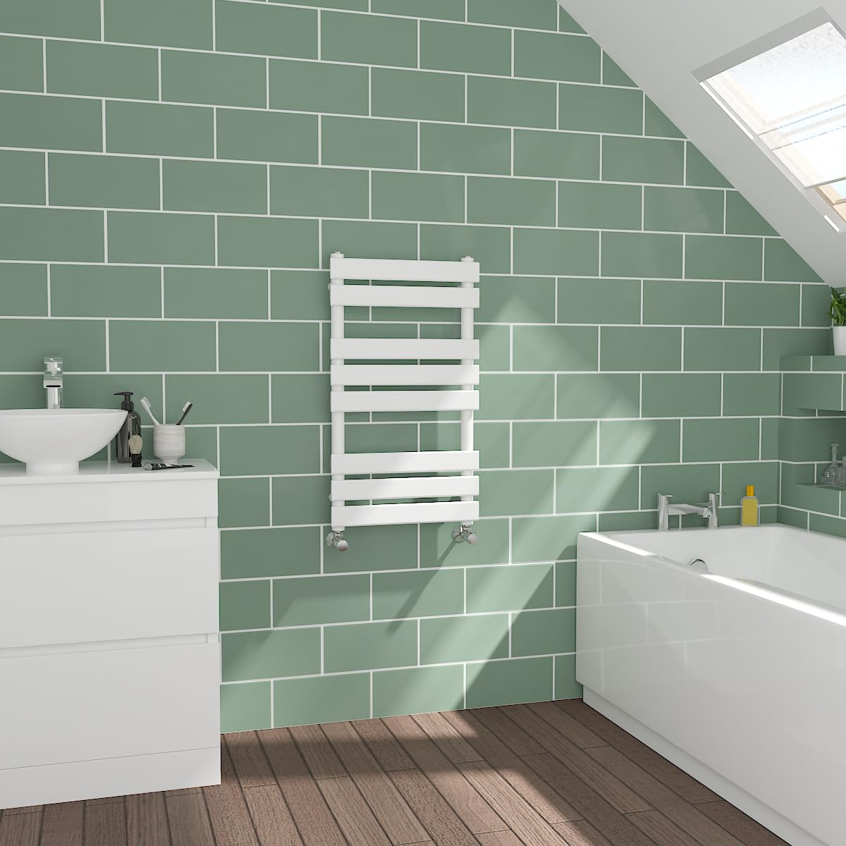 Warmehaus White Flat Panel Towel Radiator Bathroom Heated Towel Rail 800X450mm