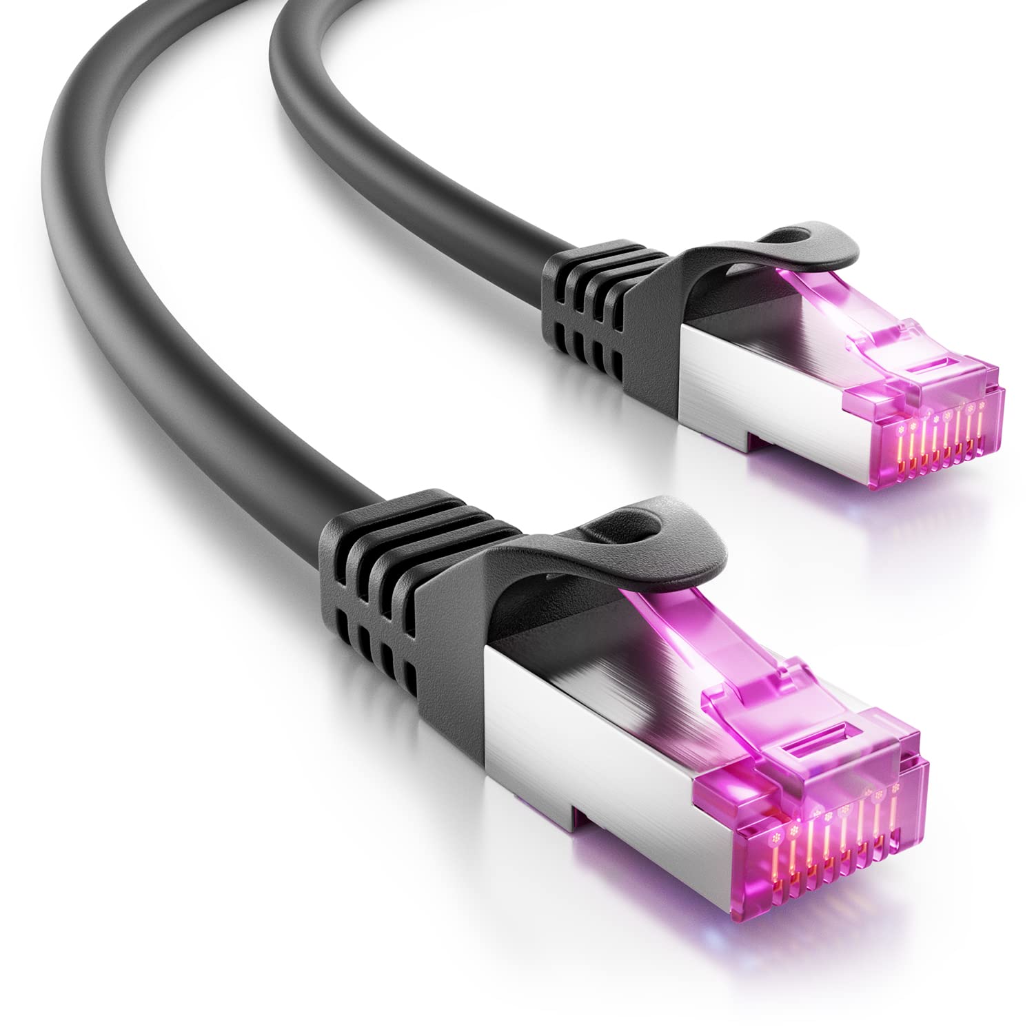 deleyCON 40m Cavo Rete CAT7 Outdoor per Esterno (10 Gbit/s, Schermatura S/FTP, Rame) Connettore RJ45 Ethernet LAN Patch - Resistente Intemperie - per Telecamere, PoE, Campeggio ecc.