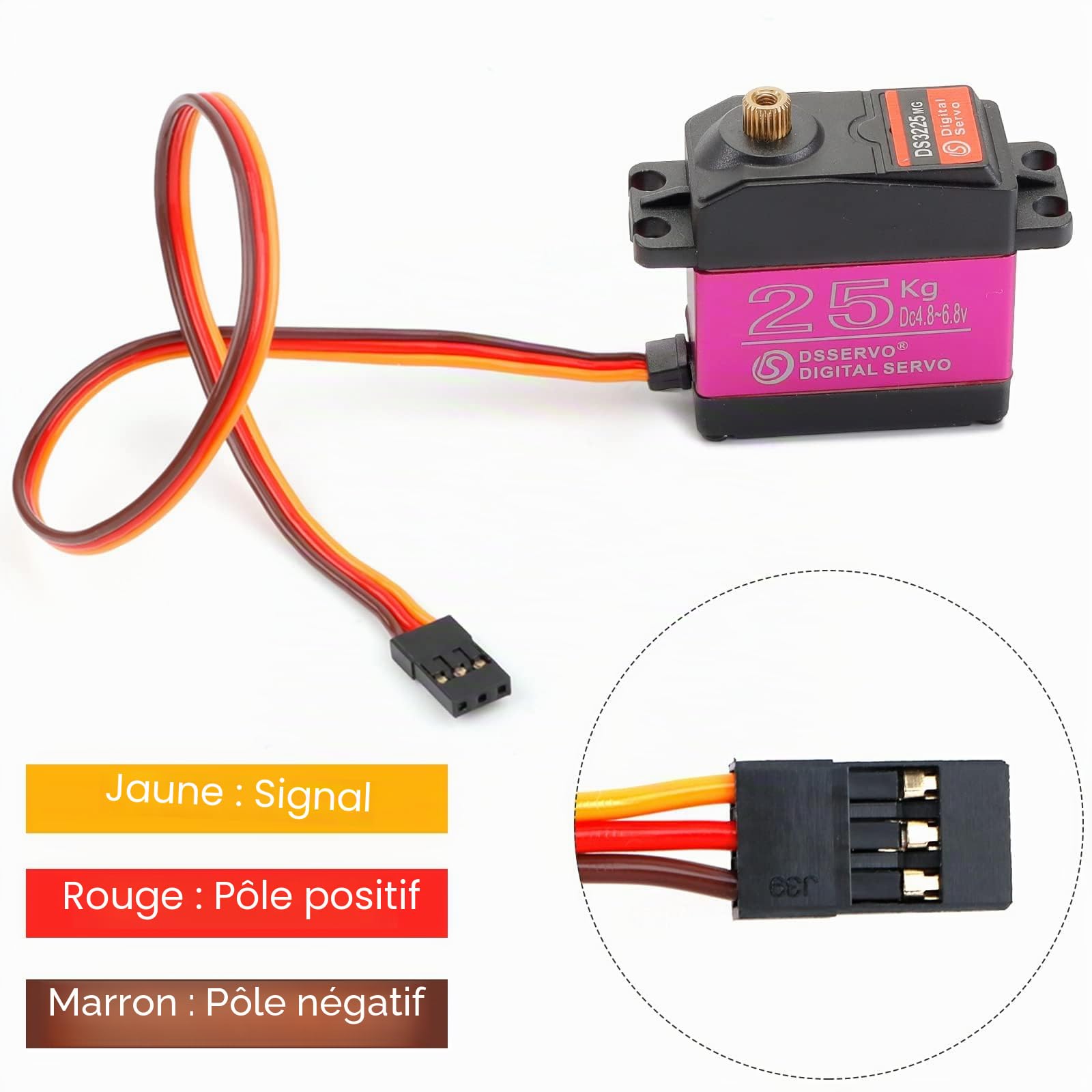 RC Servo Servo de direction numérique étanche à couple élevé 25 kg Servo numérique Modélisme Engrenage métallique Servos DS3225 pour robot de voiture RC 1/10 1/8