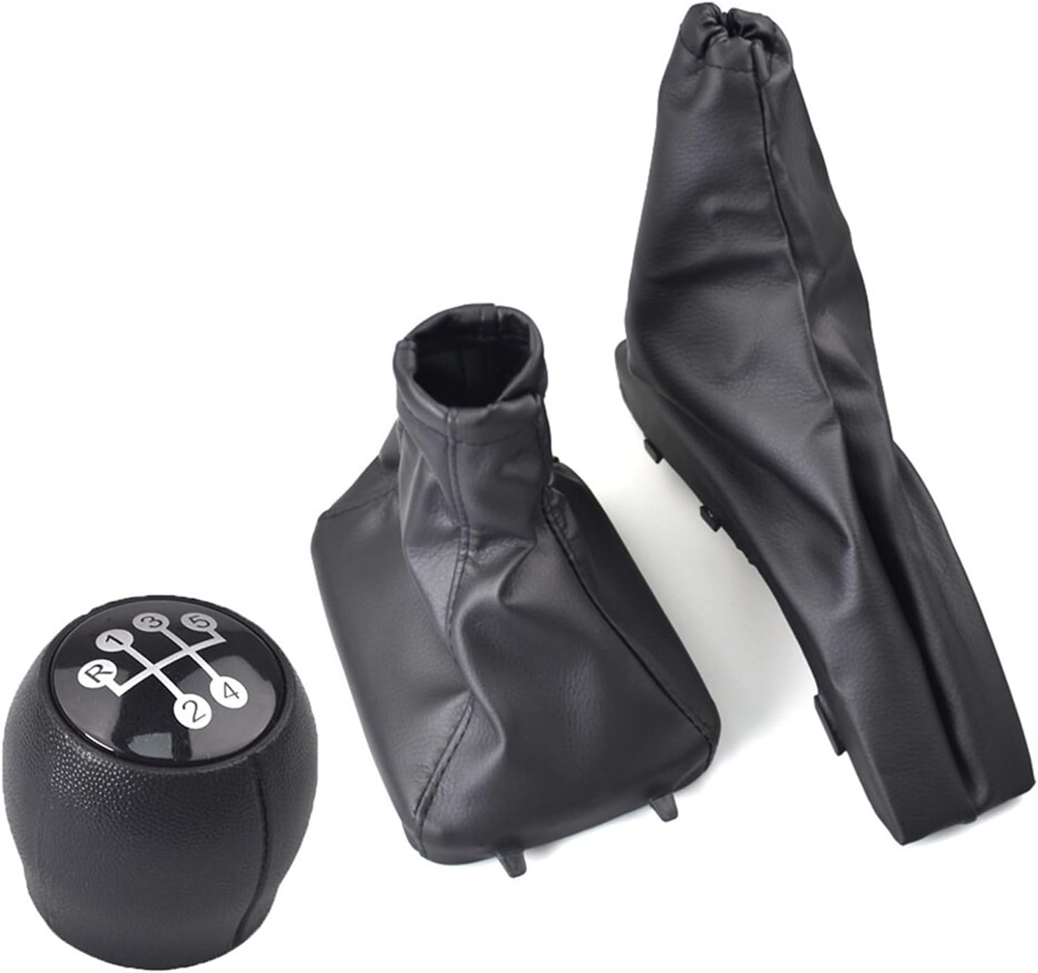 Gear Shift Knob Handbrake Gaiter Boot Cover Set 3 Piece PU Leather for Opel Astra G 1998–2009 Black