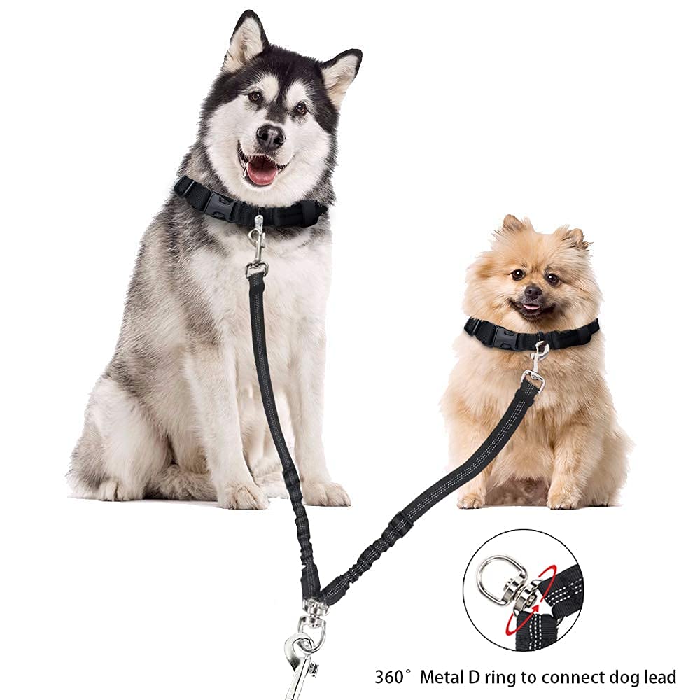Double laisse pour chien, pas de nœuds, rotation à 360 °, 2 répartiteurs de laisse pour chien, très résistant, élastique, pour promener les chiots de petite, moyenne et grande taille (rouge)