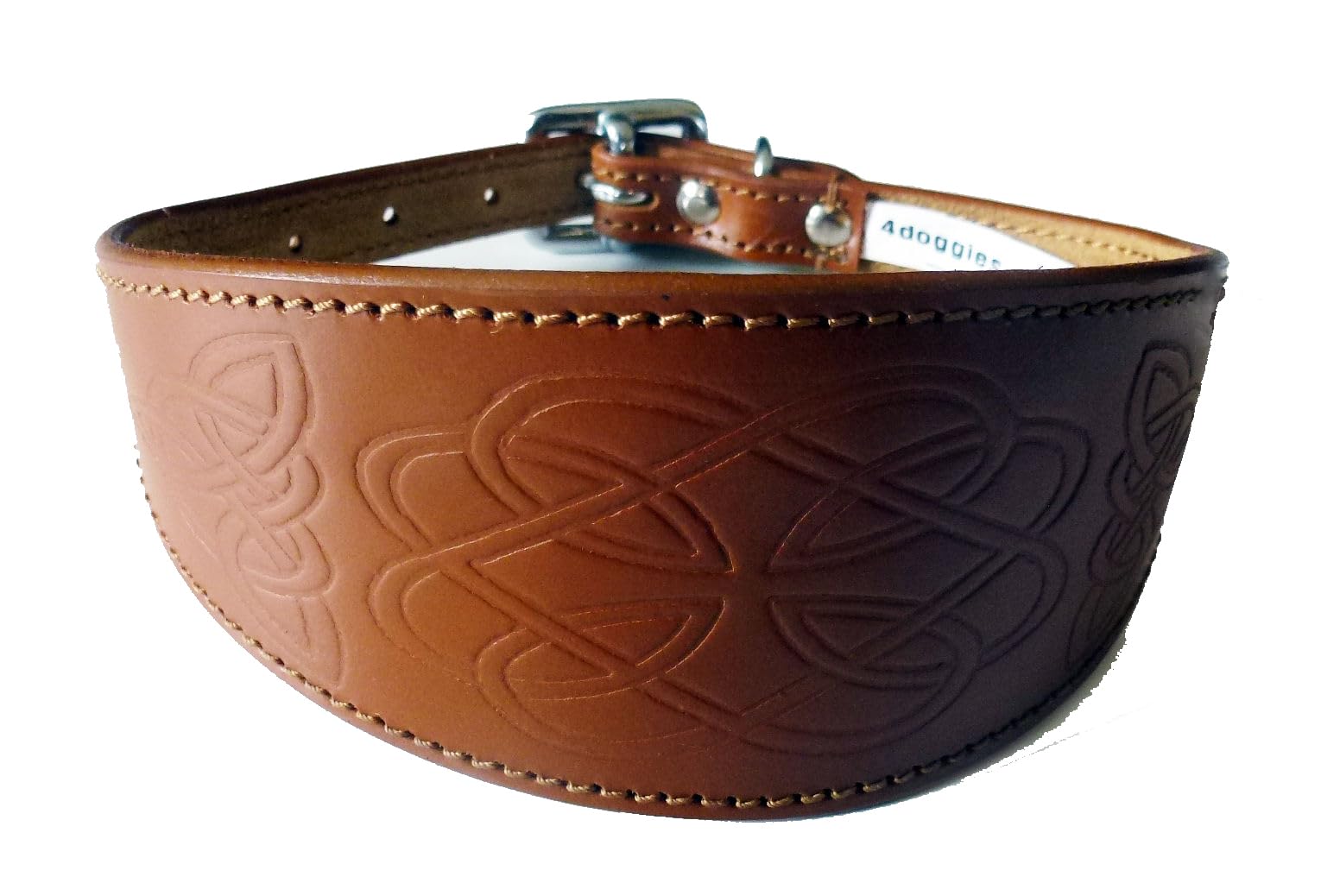 Leather Padded Hound Collar With Celtic Design (16-20, Tan)