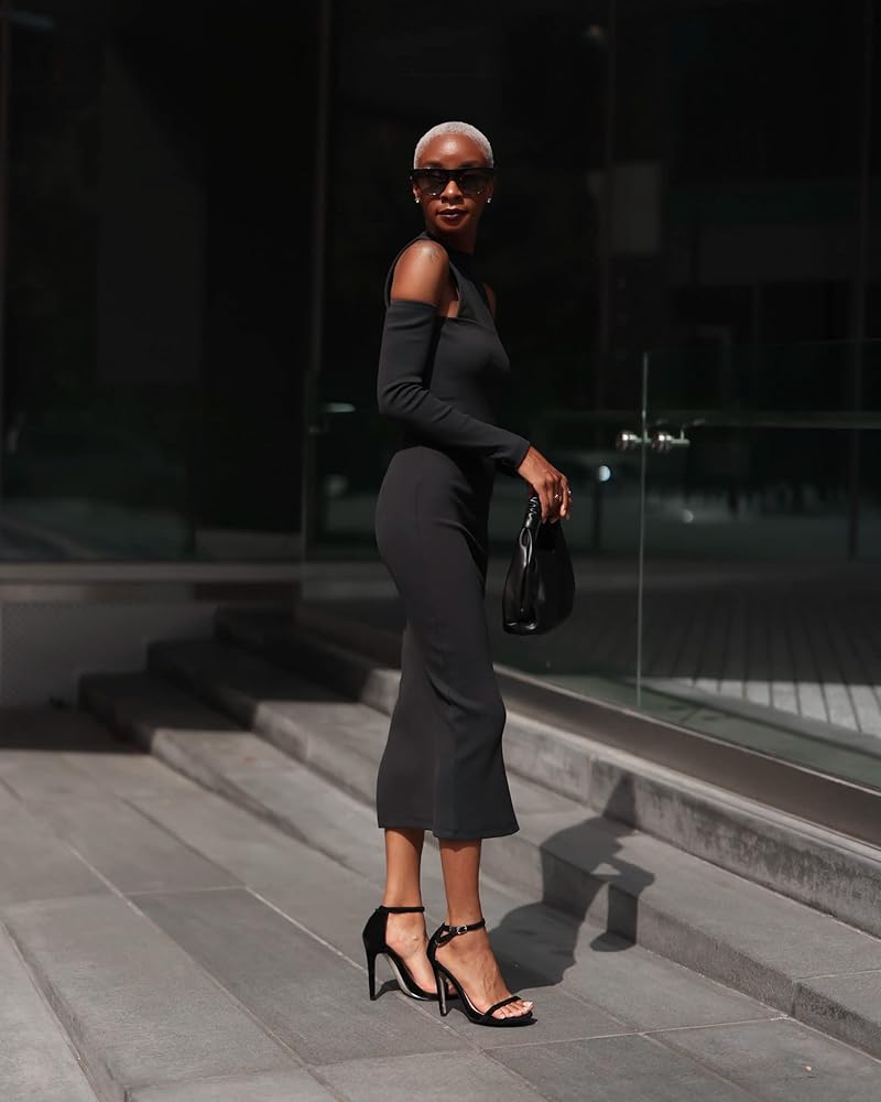 Amazon.com: The Drop Women's Black Cut-Out Shoulder Dress by