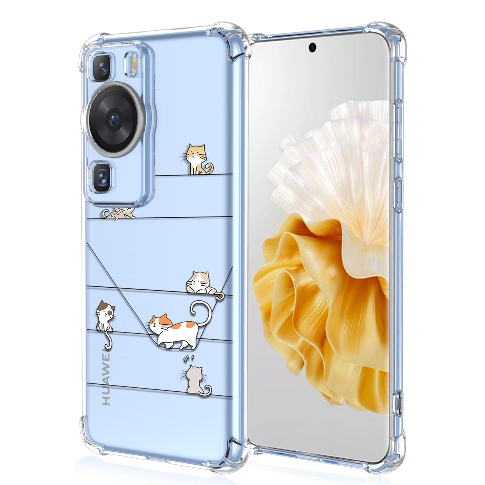 KARTXITAI Cover Compatibile con Huawei P60 Art,Custodia in Vetro Temperato AntiGraffio+con Cornice in TPU con Assorbimento degli Urti e Anti-Graffio-Cuore viola+Vetro Temperato