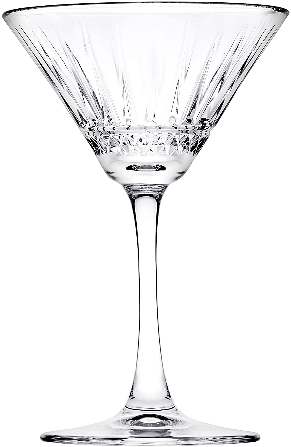 Decoret Elysia Series Martini Glass 7.5 Oz., Set of 4 Etched Glasses - Stemmed, Dishwasher-Safe, Clear Glass Water Goblets, Chip-Resistant (DE440328-MARTINI)
