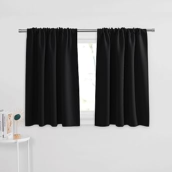 RYB HOME Small Curtains Blackout - Privacy Energy Efficiency Mini Curtains for Kids Bedroom RV Camper Windows Trailer Bathroom Kitchen Cabinet Window Tiers, W 29 x L 30, Greyish Purple, 2 Panels