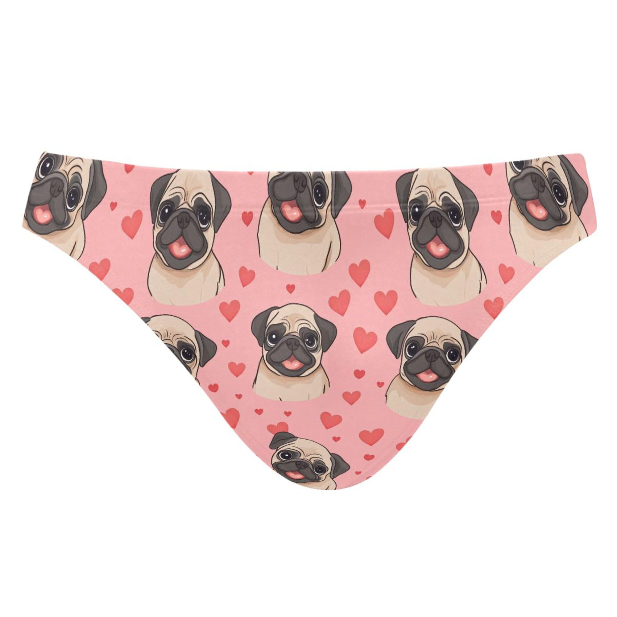 Mens Swim Briefs Cute Harte Dog Puppy Pug Swimwear Bikini Swimsuit XL B0404930