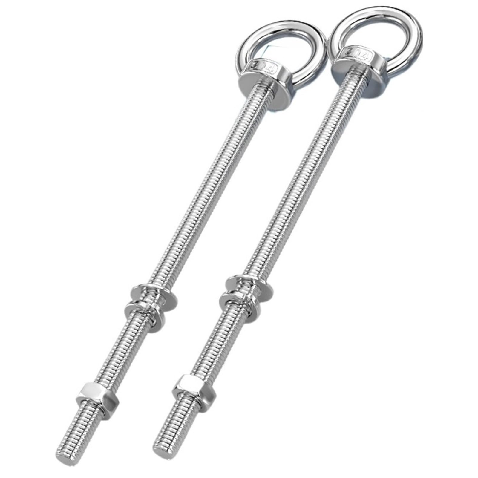 M12 x 30-500mm Lifting Eye Bolts, with Full Nuts and Washer, Stainless Steel Heavy Duty Eye Bolt for Hanging Items(2pack,M12*160)