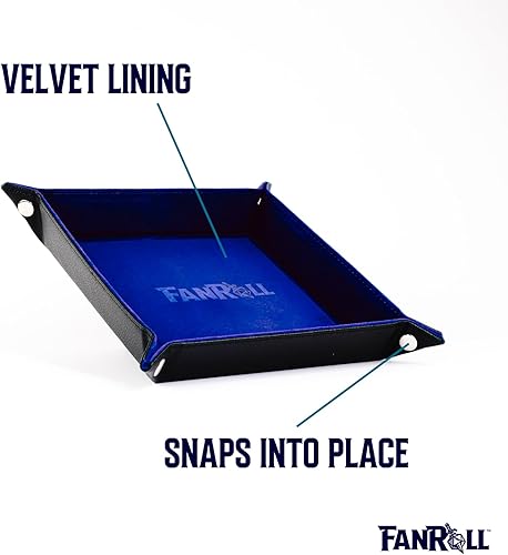 Miniatura 3 de FanRoll de Metallic Dice Games - Bandeja plegable de terciopelo para dados con respaldo de piel sintética azul, juego de rol, accesorios de dados