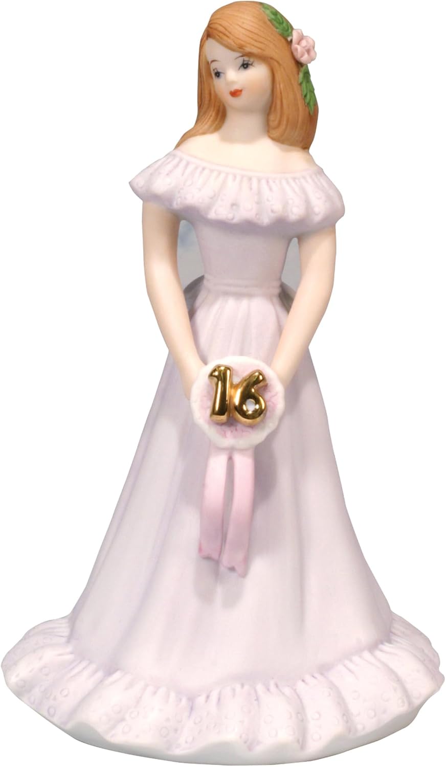 Enesco Growing Up Girls Brunette Holding Ribbon Age 16 Figurine, 6.5 Inch, Multicolor