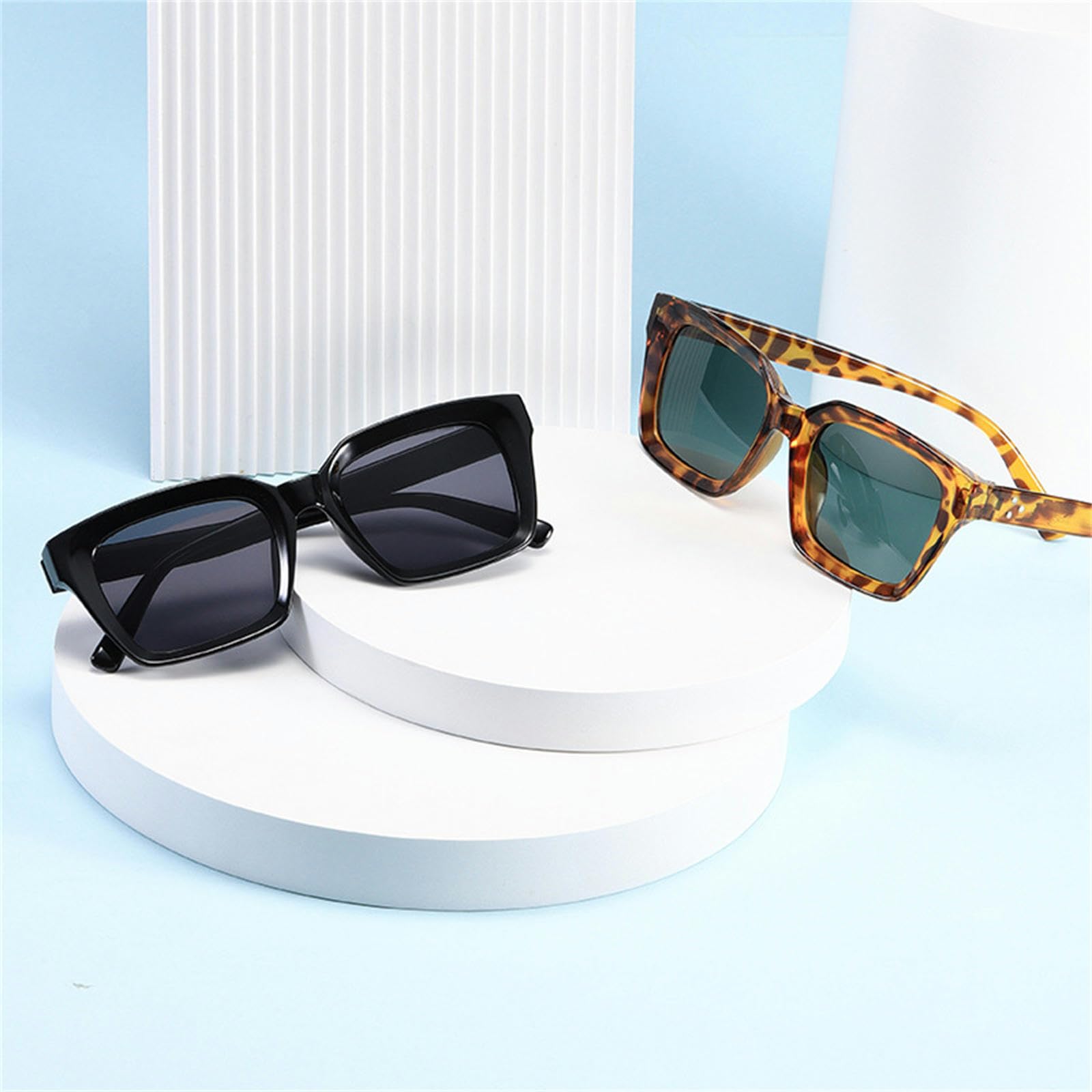 Occhiali da Sole da Donna Occhiali retrò alla Moda per Uomini E Donne, Occhiali da Sole di Guida alla Moda con Protezione UV-Foglio Verde Scuro con Cornice Nera