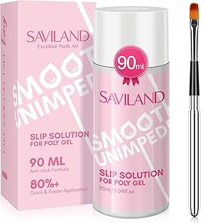 Saviland Slip Solution Nail Kit - 90ml Poly Nail Gel Nail Extension Clear Slip Solution Anti-stick Tools with Nail Art Brush Kit for Poly Extension Nails Shaping