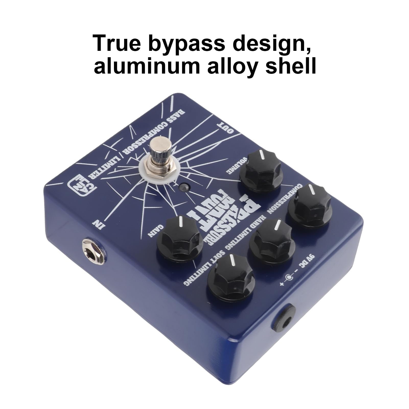 POENVFPO Pedał Kompresora do Gitary Basowej, Obudowa ze Stopu Aluminium, Konstrukcja True Bypass, 11,9 X 9,4 X 3,8 Cm, z Elementami Sterującymi Attack i Sense dla Basistów i Gitarzystów