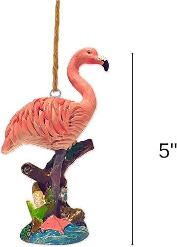 Miniatura 4 de Juego de adornos de Navidad de flamenco y palmera pintados a mano decoraciones colgantes con temática de playa decoración de Navidad costera