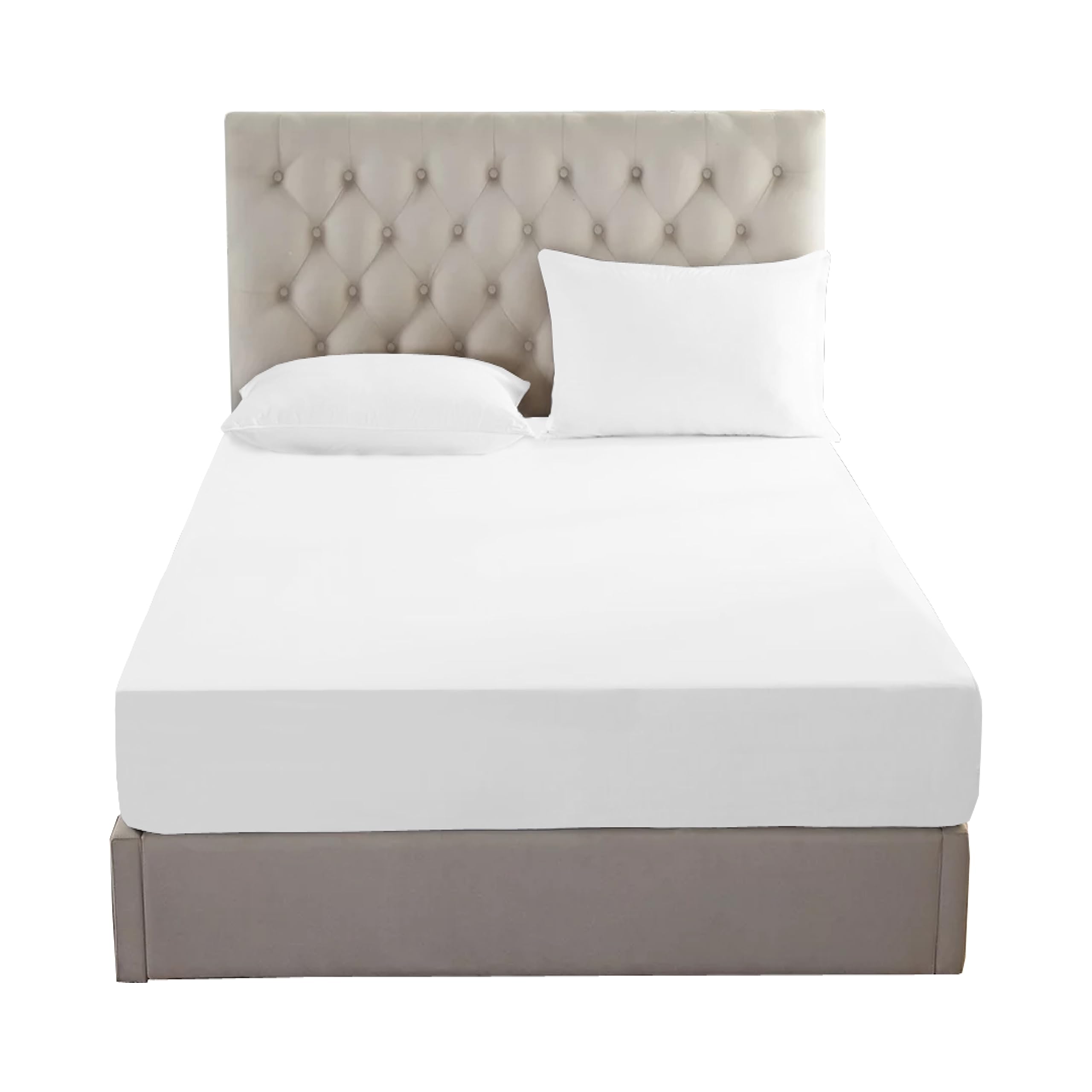 100% Egyptian Cotton 200 Thread Count Fitted Bed Sheet (White, Double)