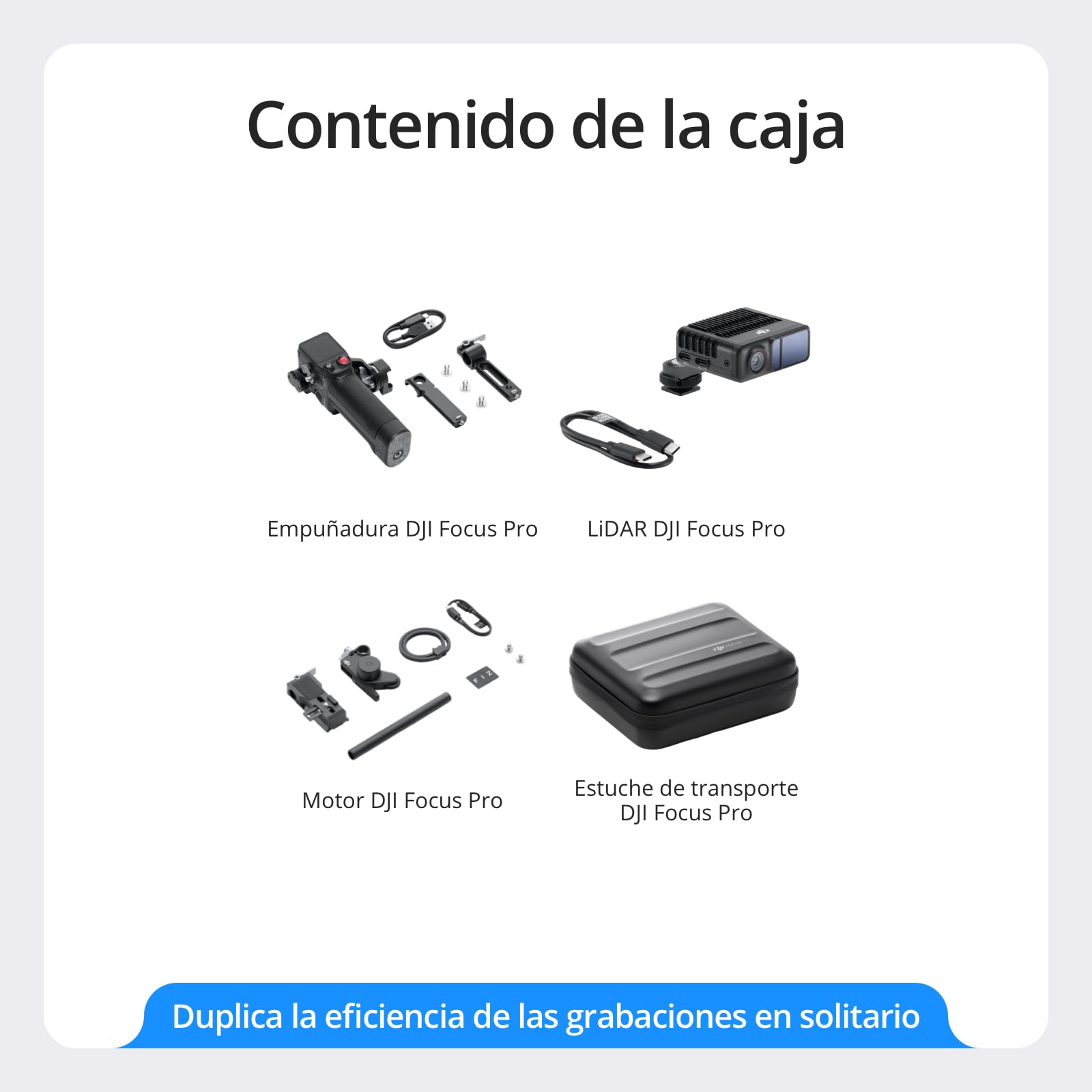 ‌Pack dji Focus Pro para Creadores, Sistema de Control de Objetivos AMF, Enfoque de Objetos a 20 m, 76 800 Puntos de medición LiDAR, reconocimiento por IA, Control de FIZ del Objetivo, Unidad de Mano
